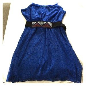 Royal Blue dress with print belt XXL