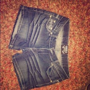 Dark washed denim shorts