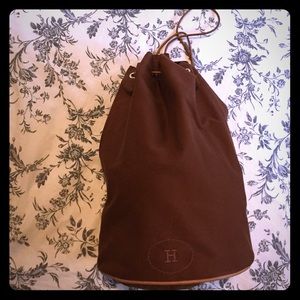 Authentic Hermes Drawstring Bag Brown