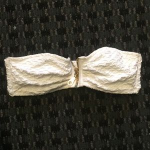H&M White Zip Bandeau Swim Top