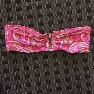 H&M Pink Paisley Bandeau Swim Top