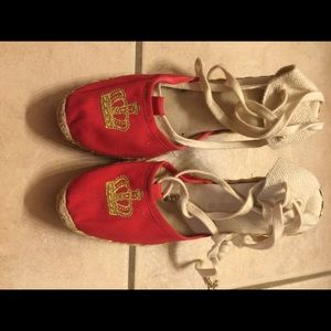 Juicy couture red crown wedge shoes sz 11