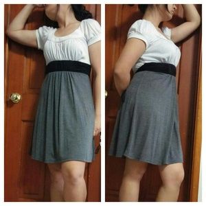 Gray and white dress