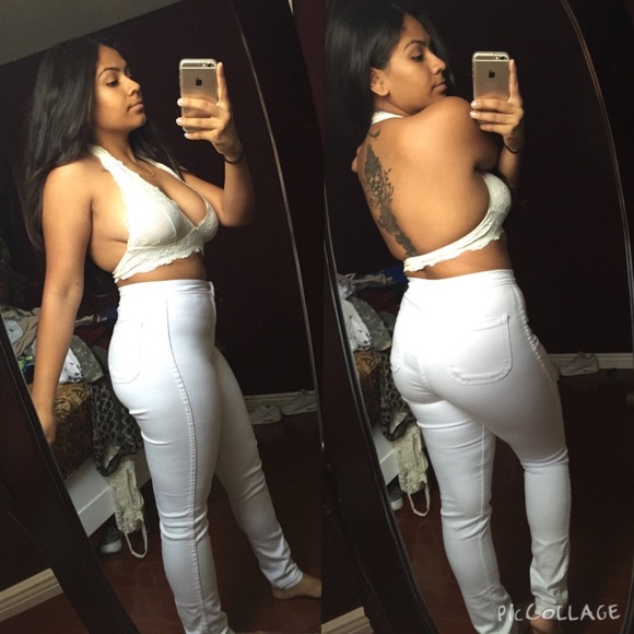 American Apparel white high waisted pants
