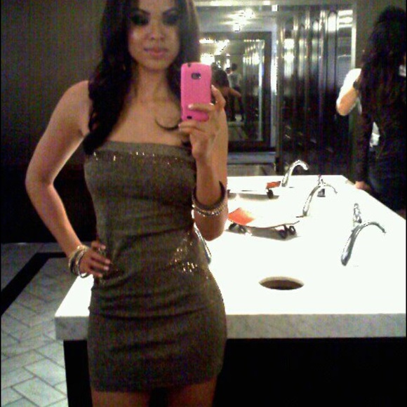 Strapless Gold Black Dress