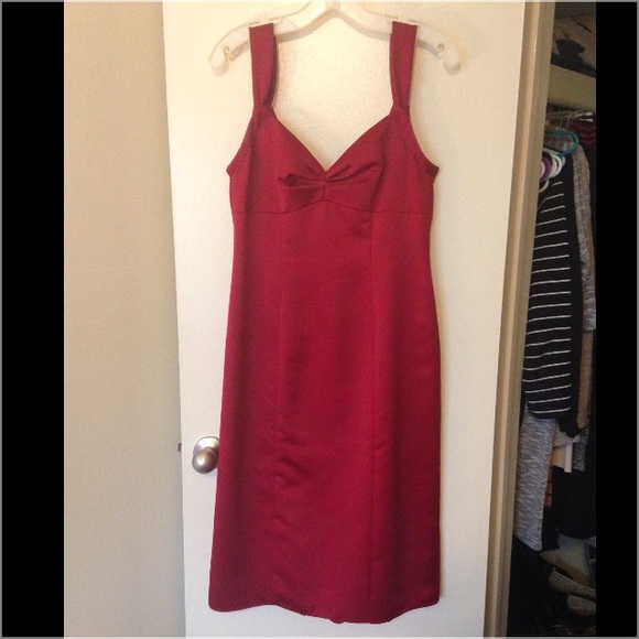 Red satin cocktail dress