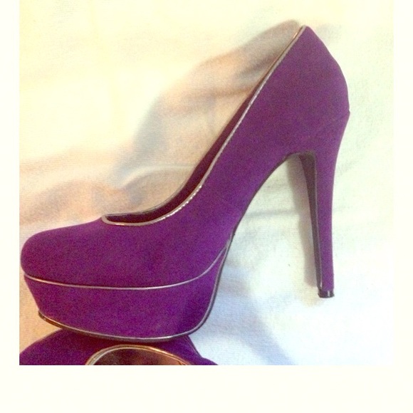 Purple shoes with silver trim