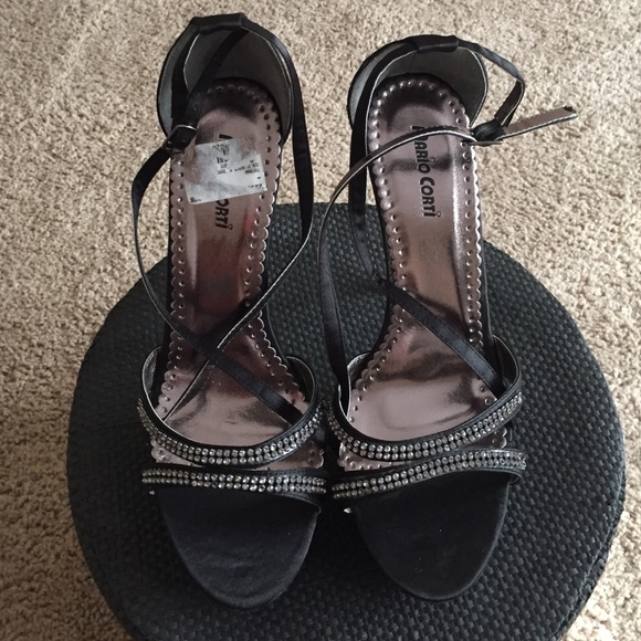 Black heels with black rhinestones