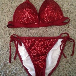 Red sequin bikini