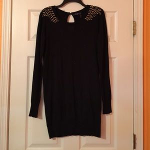 Theme Studded Shoulder Sweater Dress