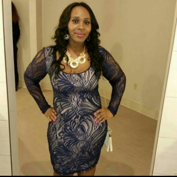 blue lace bodycon dress