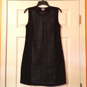 Faux Leather Front A line Dress