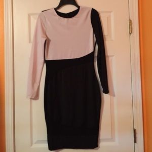 White/Black Sheer Line Bodycon Dress