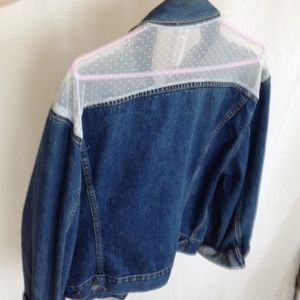 Denim jacket with lace back