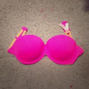 Pink Victoria's Secret strapless bra