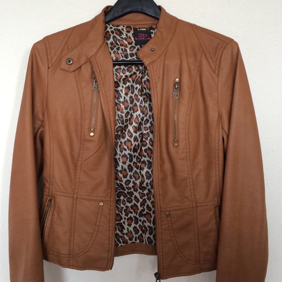 2BEBE COGNAC LEATHER JACKET SIZE SMALL NWOT