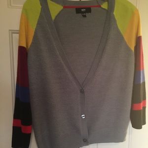 Gray Technicolor Sleeve Cardigan