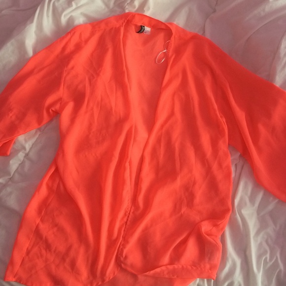 Very bright peach neon kimono