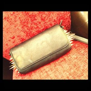 Black leather clutch