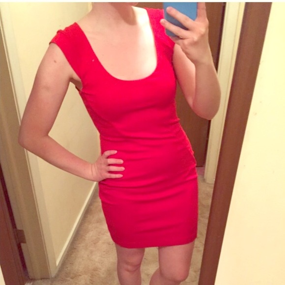 Express red fitted dress