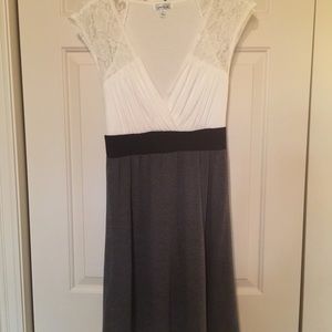 White / Black / Gray Lace Cap Sleeve Dress