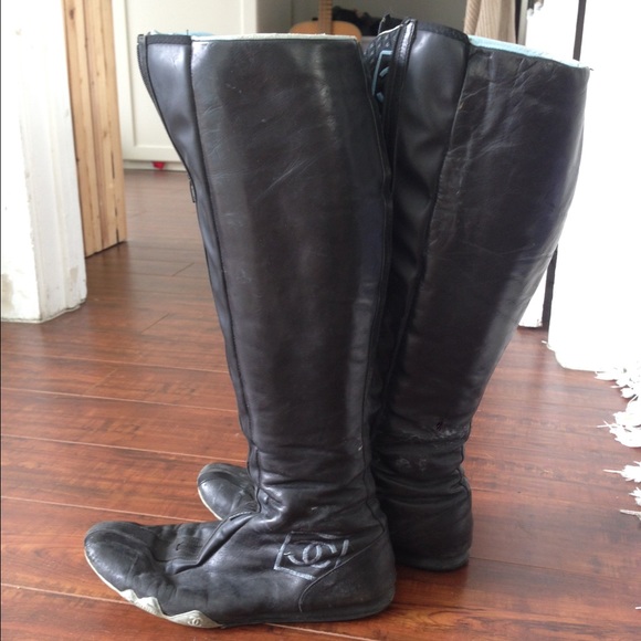 Vintage CHANEL motorcycle boots *very worn*