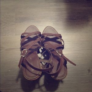 Strapped wedge sandals