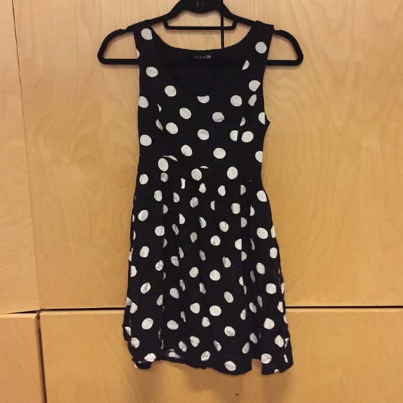 Size small black and white polka dot dress f21