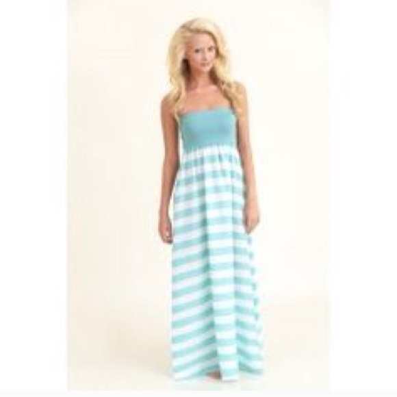 Turquoise Striped Maxi Dress