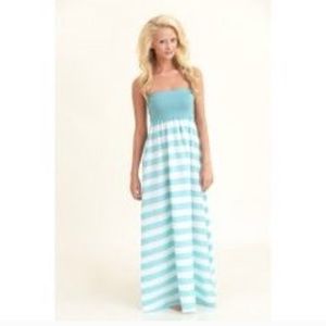 Turquoise Striped Maxi Dress