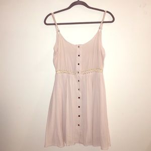 Tobi Nude Button Up Dress with open middle