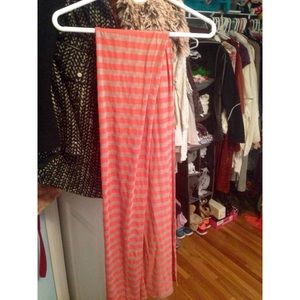 Orange and beige striped scarf