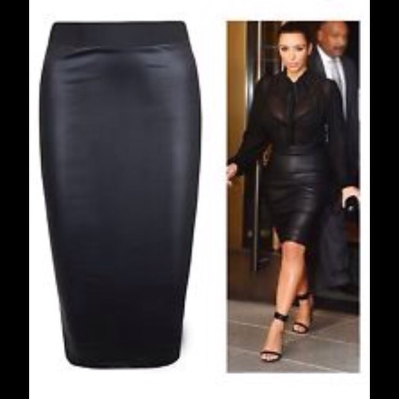Faux Leather Pencil Skirt