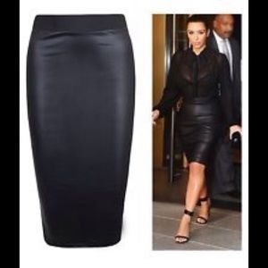 Faux Leather Pencil Skirt