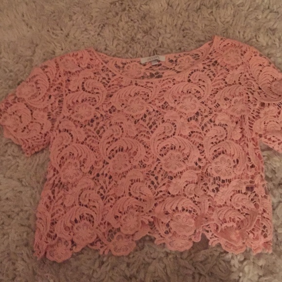Delia's baby pink full lace crop top.