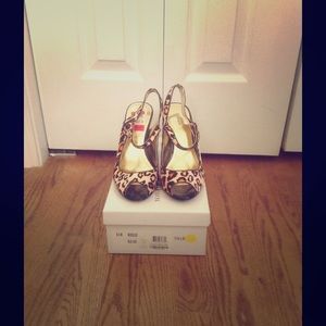Style & Co. Nixie Leopard Peep Toe Heels