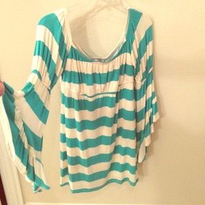 VaVa off the shoulder dress // teal and white