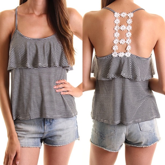 Tops - 💠💠The DAISIE ruffle T back top - BLACK