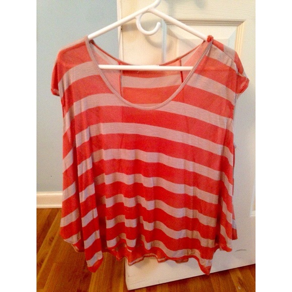 Peach and light brown striped shirt