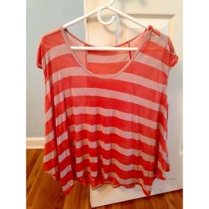 Peach and light brown striped shirt