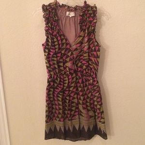 Brown, pink, & avocado dress // size M