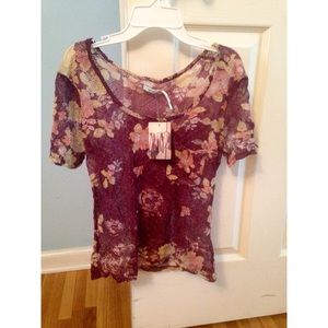 Purple sheer floral top