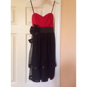 Red and black formal kids dress