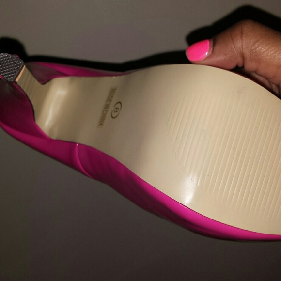 Hot pink platform heels