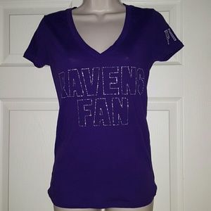 XS Pink Baltimore Ravens Vneck Tshirt