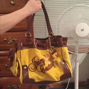 Yellow velour juicy couture bag