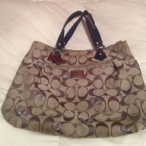 Blue and silver Coach bag