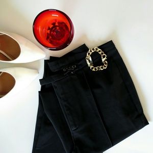 GUCCI Ultra High Waisted Stretch Black Pants 42