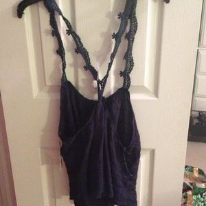 Navy blue criss cross top