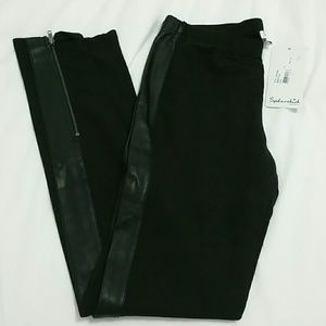 Splendid faux-leather trim leggings